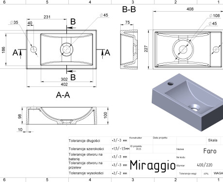 Wastafel FARO MIRASOFT