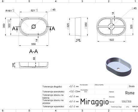 Wastafel ROME MIRASOFT