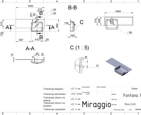 Wastafel FONTANA R MATT