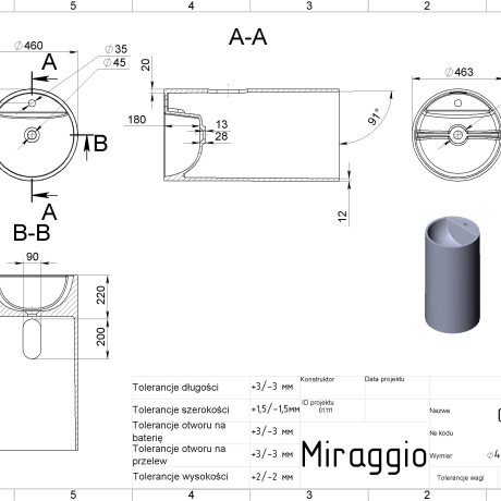 Wastafel COSMO MIRASOFT #5