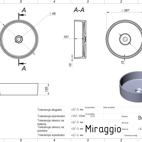 Wastafel BERGAMO #5