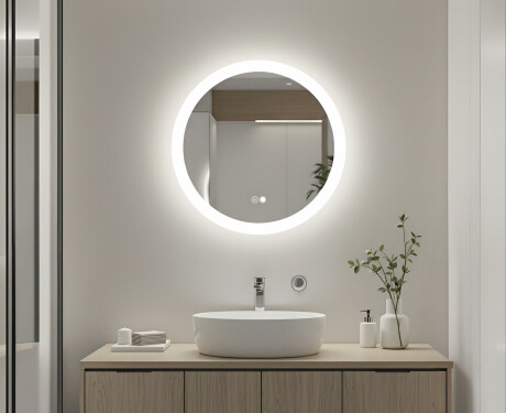 Ronde badkamerspiegels met LED-verlichting  met Dual color, Aanraakschakelaar, Verwarmingsmat