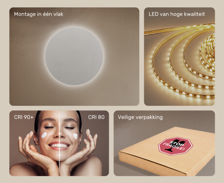 Moderne badkamer spiegel 70cm met koel LED-licht 7000K, warm licht 3000K of neutraal licht 4500K #5