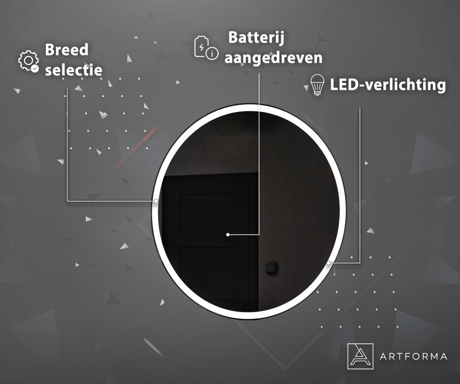 Artforma Ronde badkamerspiegel met verlichting op batterijen L76