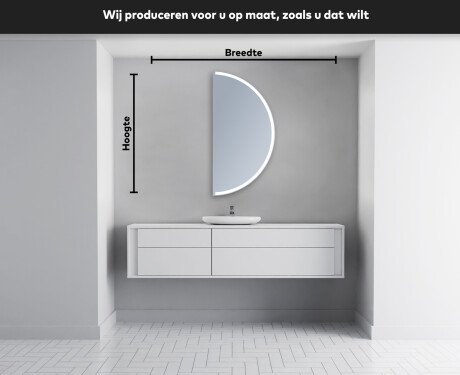 Moderne LED Halfcirkel Spiegel - Stijlvolle Verlichting voor Badkamer A222 #5