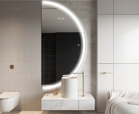 Moderne LED Halfcirkel Spiegel - Stijlvolle Verlichting voor Badkamer A222 #9