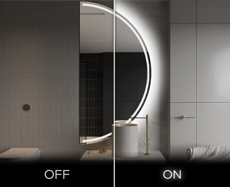 Moderne LED Halfcirkel Spiegel - Stijlvolle Verlichting voor Badkamer A223 #3