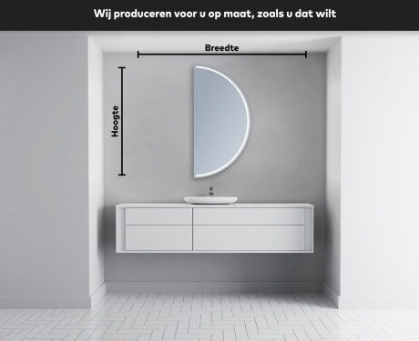 Moderne LED Halfcirkel Spiegel - Stijlvolle Verlichting voor Badkamer A223 #4