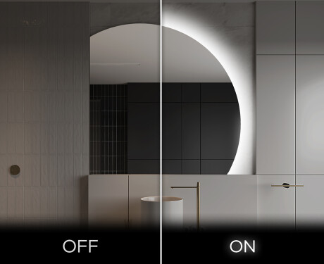 Moderne LED Halfcirkel Spiegel - Stijlvolle Verlichting voor Badkamer Q221 #3