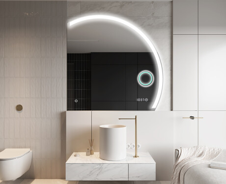 Moderne LED Halfcirkel Spiegel - Stijlvolle Verlichting voor Badkamer Q222 #10