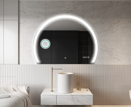 Moderne LED Halfcirkel Spiegel - Stijlvolle Verlichting voor Badkamer W222 #10