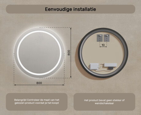 Moderne badkamer spiegel 80cm met koel LED-licht 7000K, warm licht 3000K of neutraal licht 4500K #7