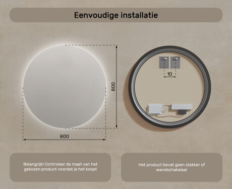 Moderne badkamer spiegel 80cm met koel LED-licht 7000K, warm licht 3000K of neutraal licht 4500K #7
