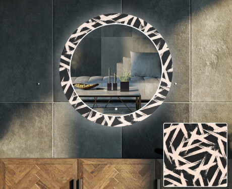Ronde decoratieve spiegel met led-verlichting voor in de woonkamer - Lines
