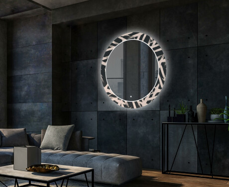 Ronde decoratieve spiegel met led-verlichting voor in de woonkamer - Lines #2