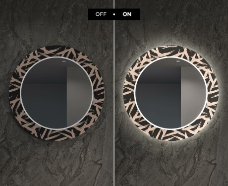 Ronde decoratieve spiegel met led-verlichting voor in de woonkamer - Lines #7