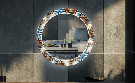 Ronde decoratieve spiegel met led-verlichting voor in de woonkamer - Color Triangles