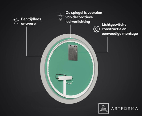 Rond verlichte decoratieve spiegel led voor de gang - Golden Flowers #3