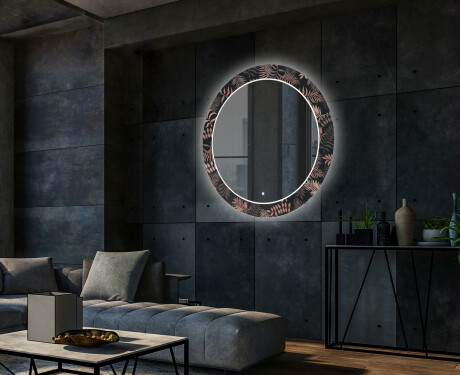 Ronde decoratieve spiegel met led-verlichting voor in de woonkamer - Jungle #2