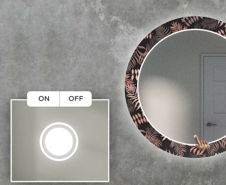 Ronde decoratieve spiegel met led-verlichting voor in de woonkamer - Jungle #4