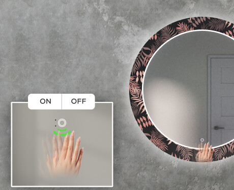 Ronde decoratieve spiegel met led-verlichting voor in de woonkamer - Jungle #5
