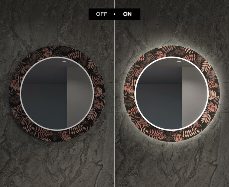 Ronde decoratieve spiegel met led-verlichting voor in de woonkamer - Jungle #7