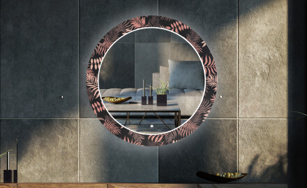 Ronde decoratieve spiegel met led-verlichting voor in de woonkamer - Jungle