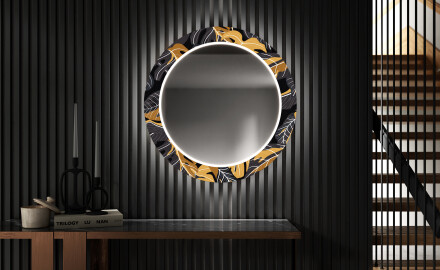 Rond verlichte decoratieve spiegel led voor de gang - Autumn Jungle