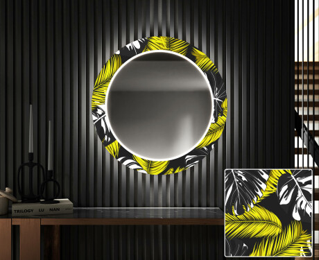 Rond verlichte decoratieve spiegel led voor de gang - Gold Jungle #1