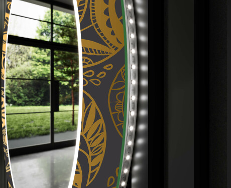 Rond verlichte decoratieve spiegel led voor de gang - Ancient Pattern #11
