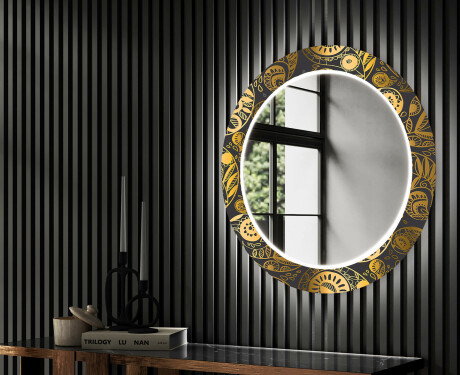 Rond verlichte decoratieve spiegel led voor de gang - Ancient Pattern #2