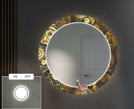 Rond verlichte decoratieve spiegel led voor de gang - Ancient Pattern #4