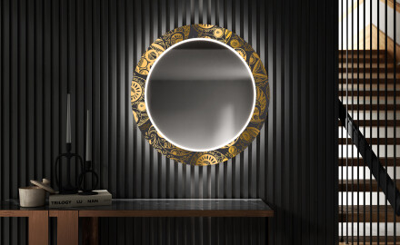 Rond verlichte decoratieve spiegel led voor de gang - Ancient Pattern