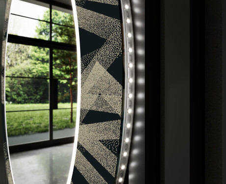 Ronde decoratieve spiegel met led-verlichting voor in de woonkamer - Dotted Triangles #11