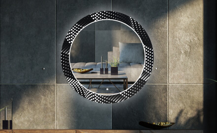 Ronde decoratieve spiegel met led-verlichting voor in de woonkamer - Dark Wave
