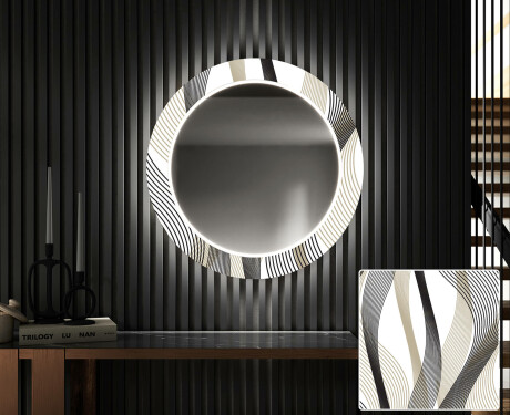 Rond verlichte decoratieve spiegel led voor de gang - Waves