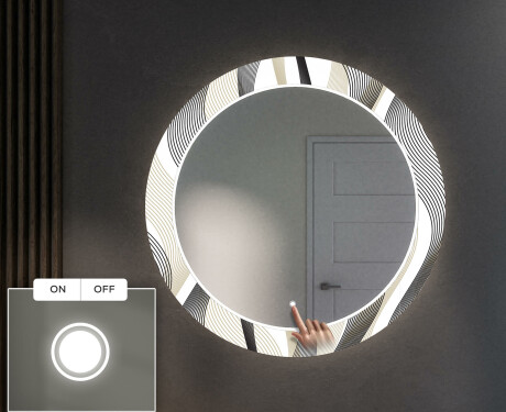 Rond verlichte decoratieve spiegel led voor de gang - Waves #4