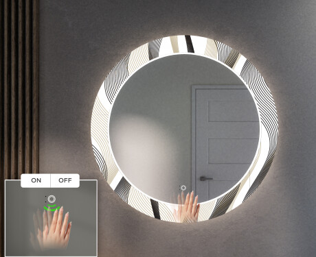 Rond verlichte decoratieve spiegel led voor de gang - Waves #5