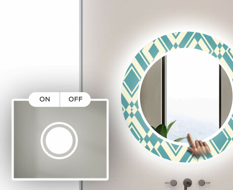 Ronde decoratieve spiegel met led-verlichting voor op de badkamer - Abstract Seamless #4