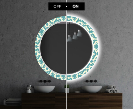 Ronde decoratieve spiegel met led-verlichting voor op de badkamer - Abstract Seamless #7