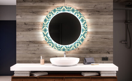 Ronde decoratieve spiegel met led-verlichting voor op de badkamer - Abstract Seamless