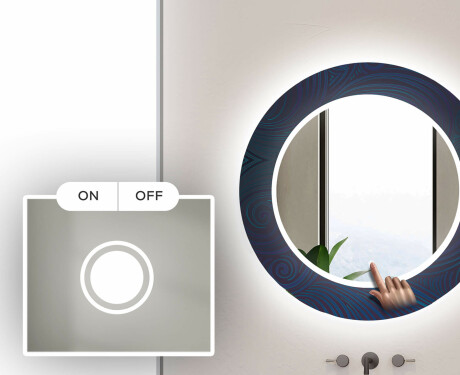 Ronde decoratieve spiegel met led-verlichting voor op de badkamer - Blue Drawing #4