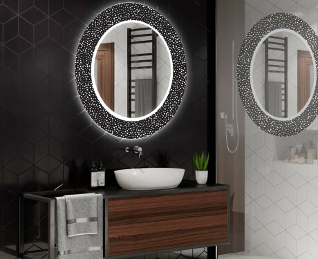 Ronde decoratieve spiegel met led-verlichting voor op de badkamer - Dotts #2