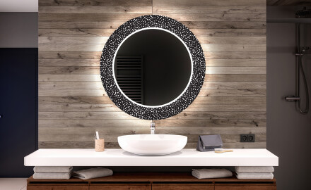 Ronde decoratieve spiegel met led-verlichting voor op de badkamer - Dotts