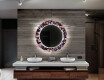 Ronde decoratieve spiegel met led-verlichting voor op de badkamer - Elegant Flowers #12