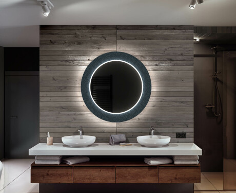 Ronde decoratieve spiegel met led-verlichting voor op de badkamer - Elegant #12