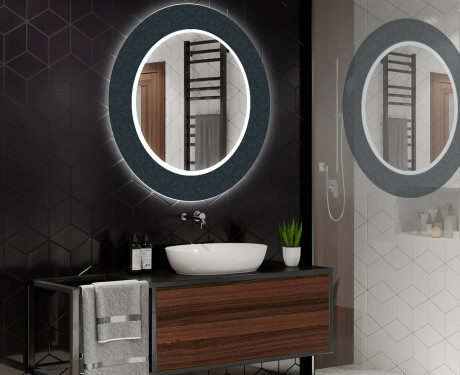 Ronde decoratieve spiegel met led-verlichting voor op de badkamer - Elegant #2
