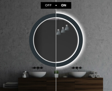 Ronde decoratieve spiegel met led-verlichting voor op de badkamer - Elegant #7