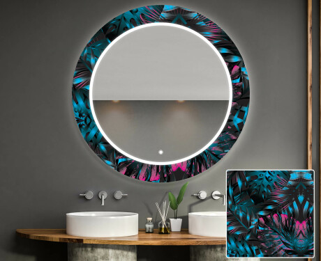Ronde decoratieve spiegel met led-verlichting voor op de badkamer - Fluo Tropic