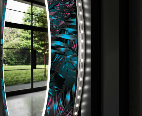Ronde decoratieve spiegel met led-verlichting voor op de badkamer - Fluo Tropic #11